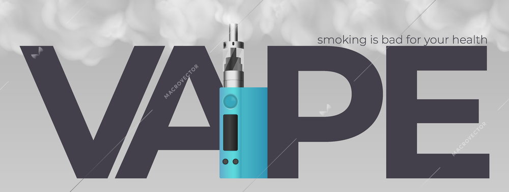 Vape text realistic concept with electronic cigarettes symbols vector illustration