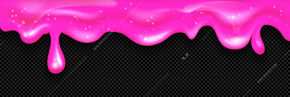 Realistic glitter slime liquid dripping concept droplets of pink thick liquid drip down from the top vector illustration