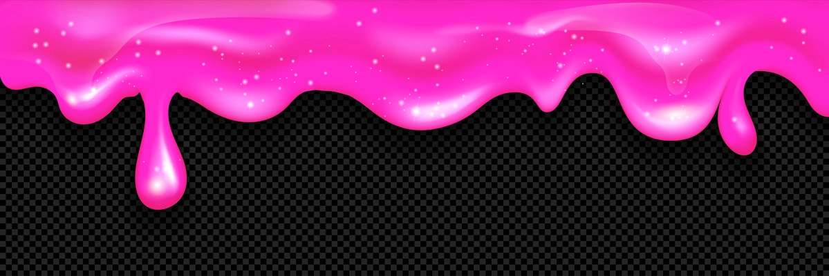 Realistic glitter slime liquid dripping concept droplets of pink thick liquid drip down from the top vector illustration