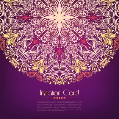 Ornamental violet invitation card template vector illustration