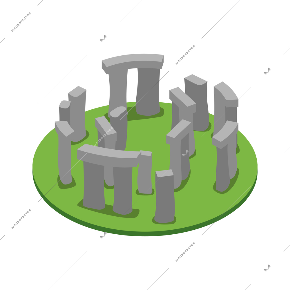 World landmarks isometric composition with isolated image of famous ancient historic building vector illustration