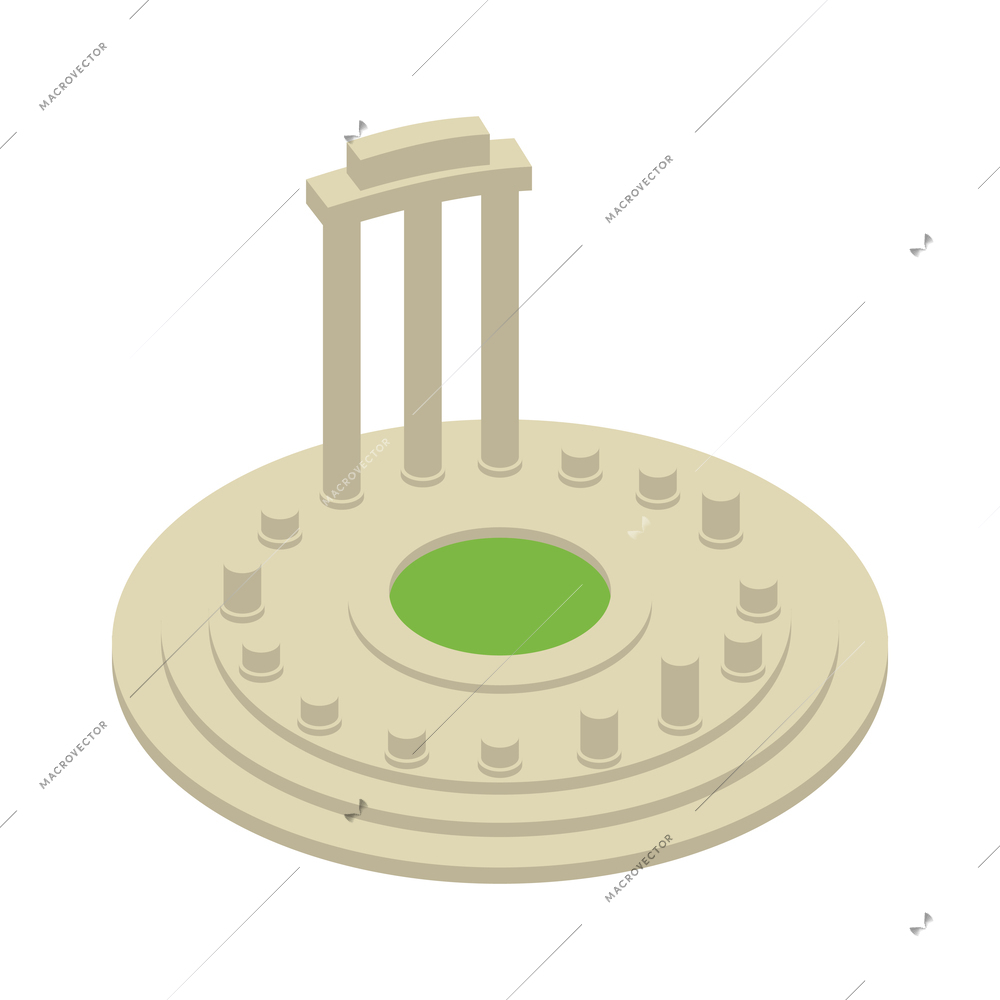 World landmarks isometric composition with isolated image of famous ancient historic building vector illustration