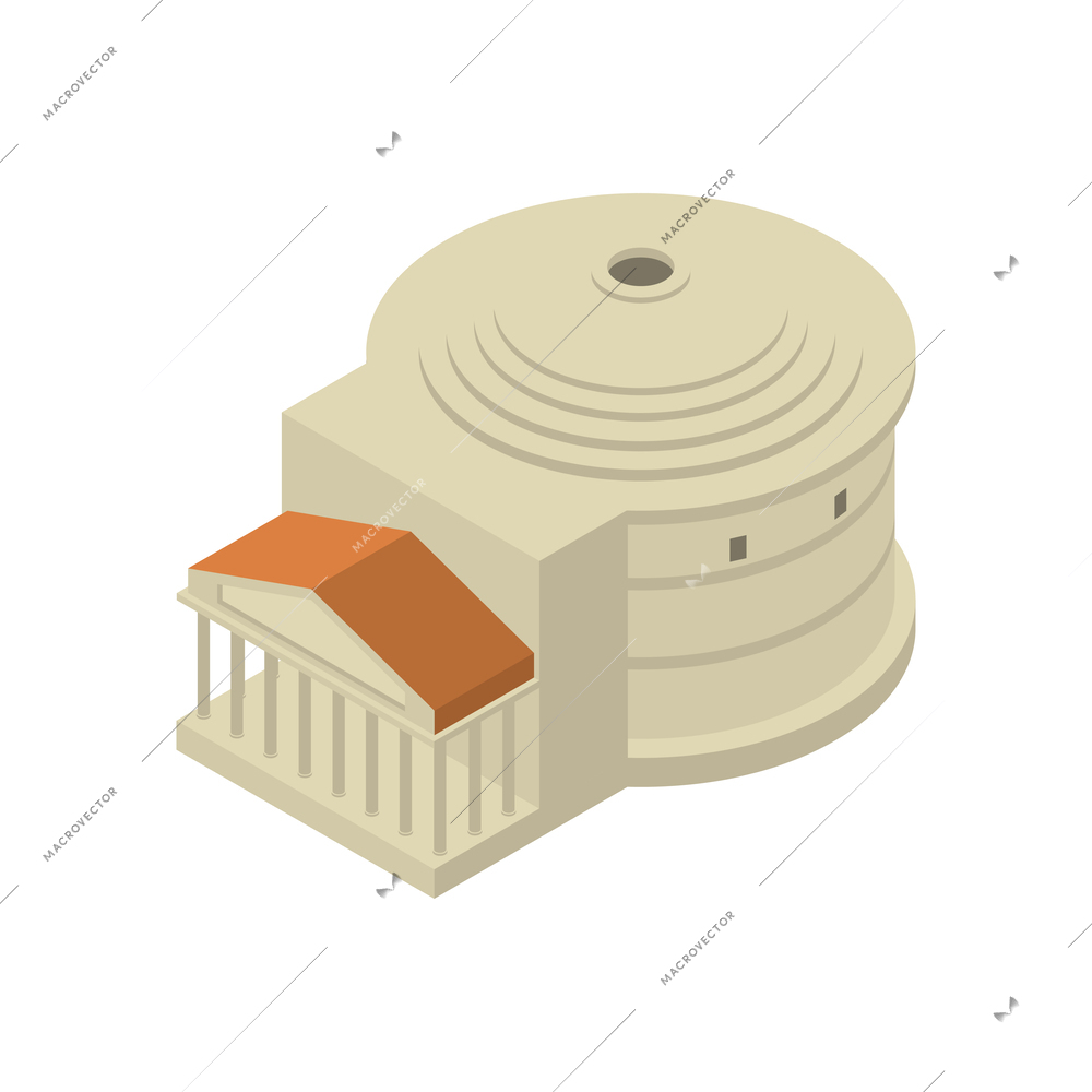 World landmarks isometric composition with isolated image of famous ancient historic building vector illustration