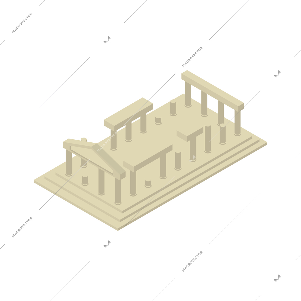 World landmarks isometric composition with isolated image of famous ancient historic building vector illustration