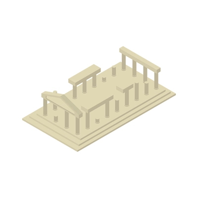 World landmarks isometric composition with isolated image of famous ancient historic building vector illustration