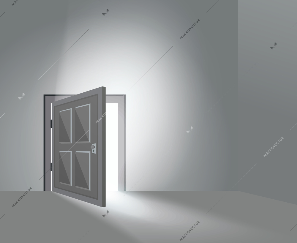 Open room inside home door with spotlight shadow on floor vector illustration
