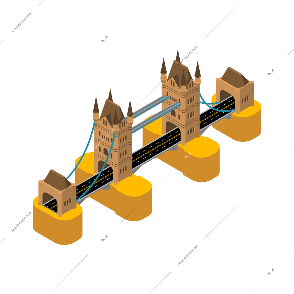 World landmarks isometric composition with isolated image of famous ancient historic building vector illustration