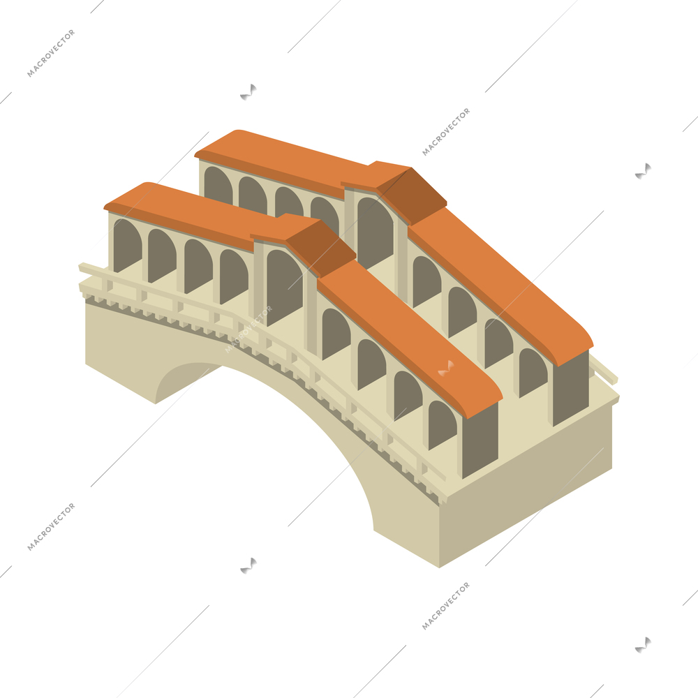 World landmarks isometric composition with isolated image of famous ancient historic building vector illustration