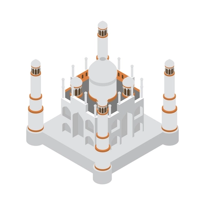 World landmarks isometric composition with isolated image of famous ancient historic building vector illustration