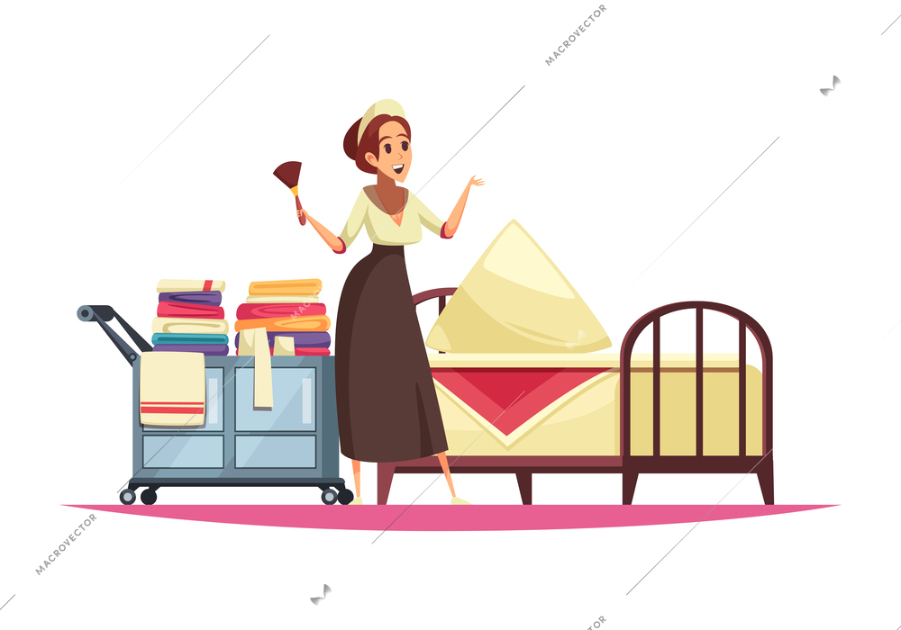 Hotel composition with doodle style human characters of hotel staff wearing classic costumes vector illustration