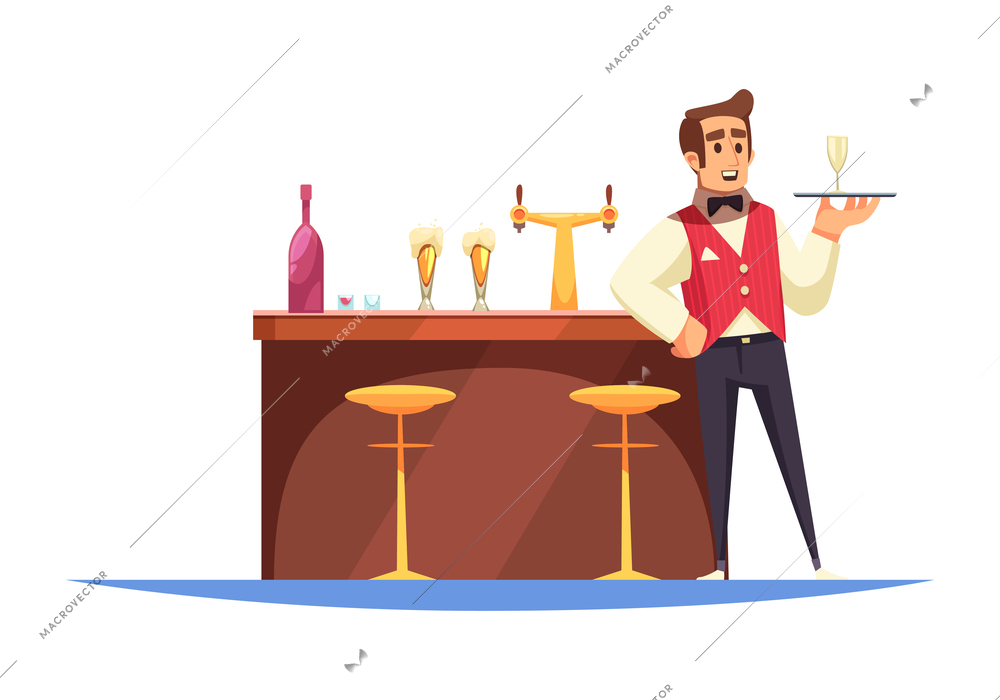 Hotel composition with doodle style human characters of hotel staff wearing classic costumes vector illustration