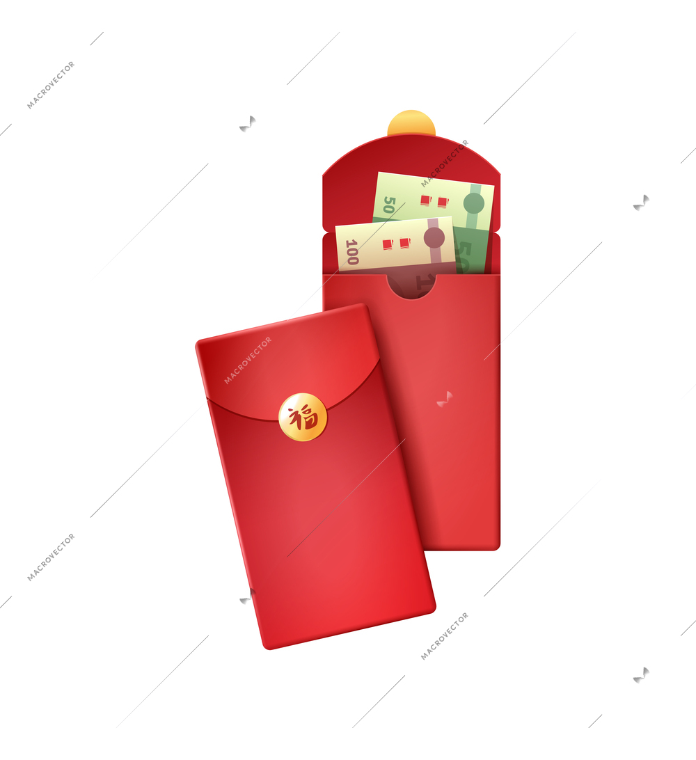 Chinese new year composition with isolated image of traditional festive accessory on blank background vector illustration