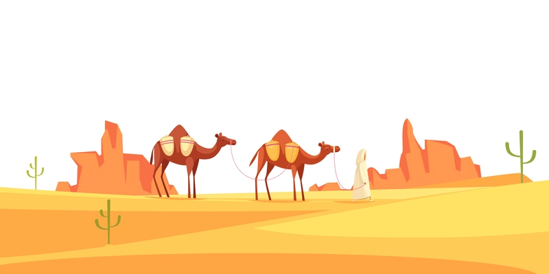 Desert composition with horizontal landscape view of natural dry sands vector illustration