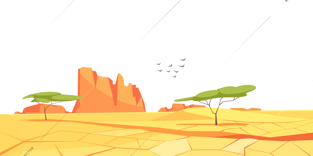 Desert composition with horizontal landscape view of natural dry sands vector illustration