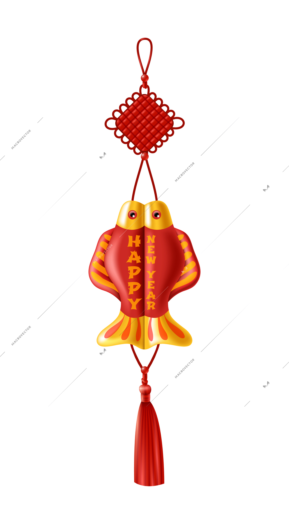 Chinese new year composition with isolated image of traditional festive accessory on blank background vector illustration