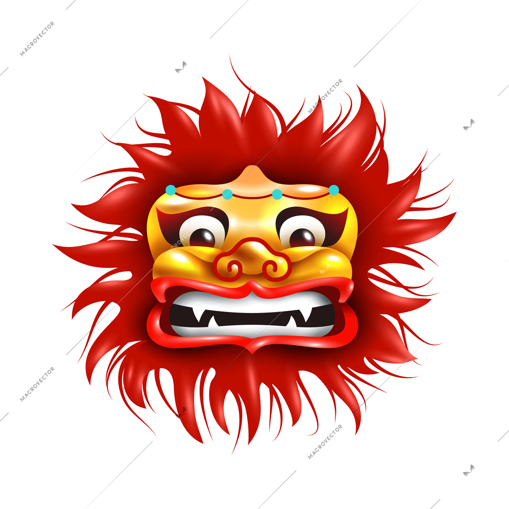 Chinese new year composition with isolated image of traditional festive accessory on blank background vector illustration