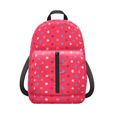 Realistic school backpack elegant composition with isolated image of stylish book bag for college student vector illustration