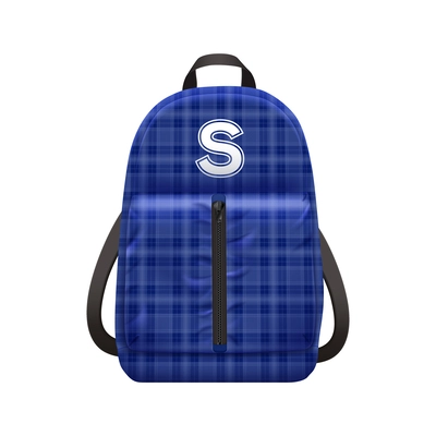 Realistic school backpack elegant composition with isolated image of stylish book bag for college student vector illustration