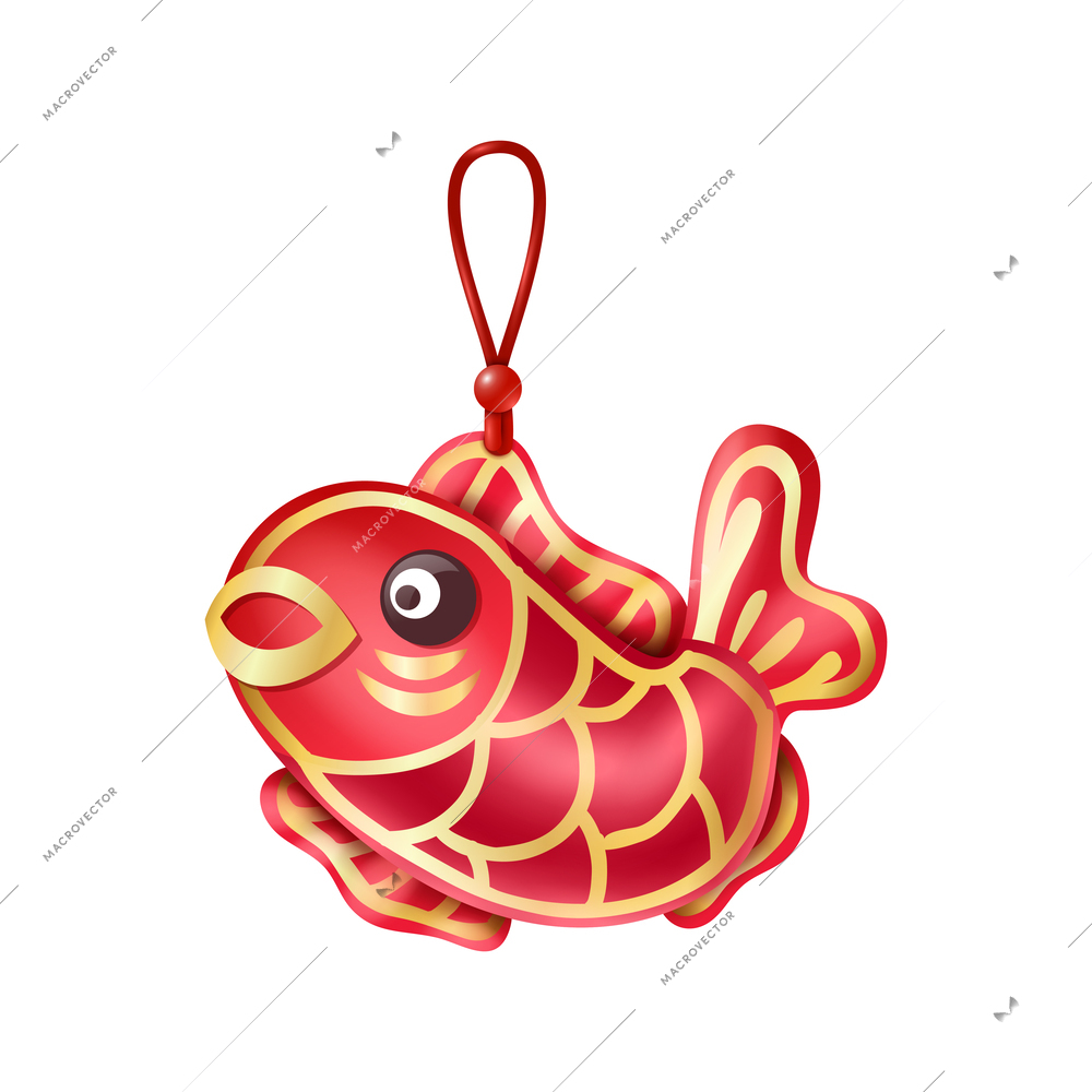 Chinese new year composition with isolated image of traditional festive accessory on blank background vector illustration