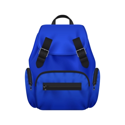 Realistic school backpack elegant composition with isolated image of stylish book bag for college student vector illustration