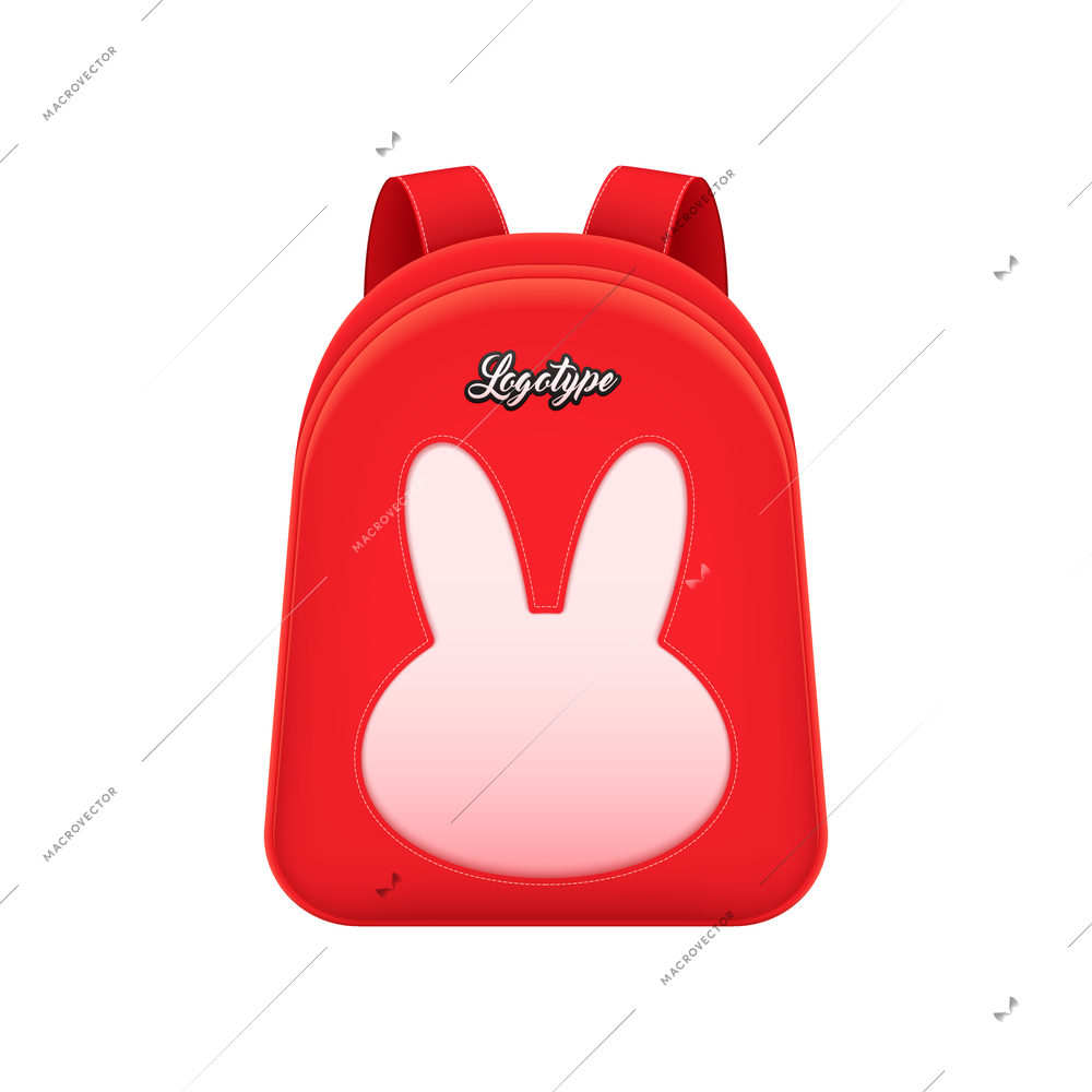 Realistic school backpack elegant composition with isolated image of stylish book bag for college student vector illustration