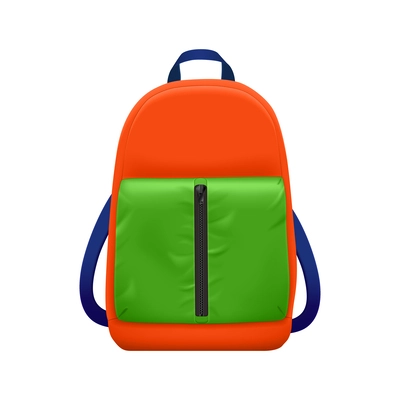 Realistic school backpack elegant composition with isolated image of stylish book bag for college student vector illustration