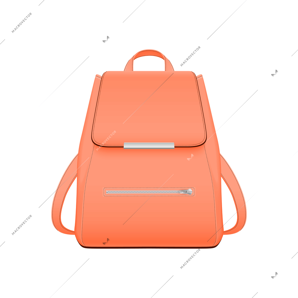 Realistic school backpack elegant composition with isolated image of stylish book bag for college student vector illustration