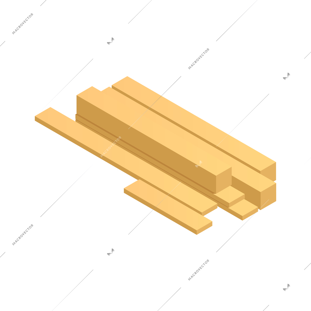 Construction materials isometric composition with hardware and building supplies on blank background vector illustration