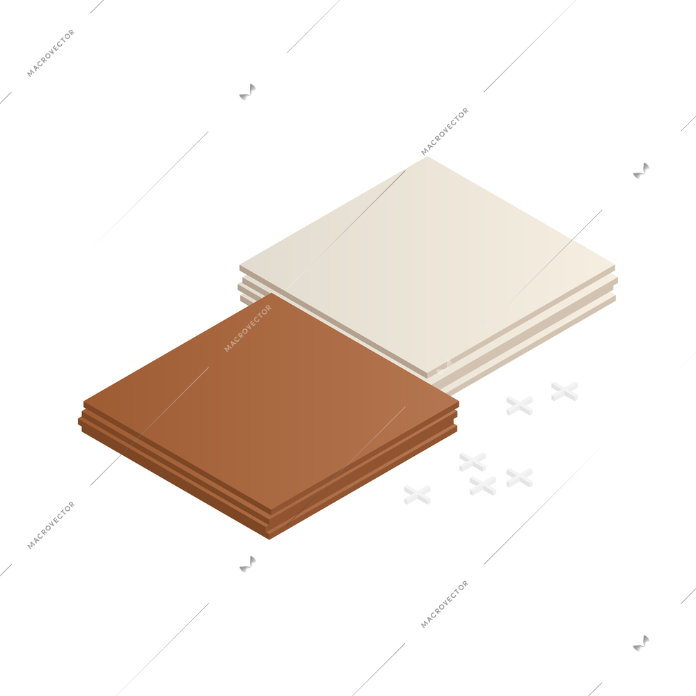 Construction materials isometric composition with hardware and building supplies on blank background vector illustration