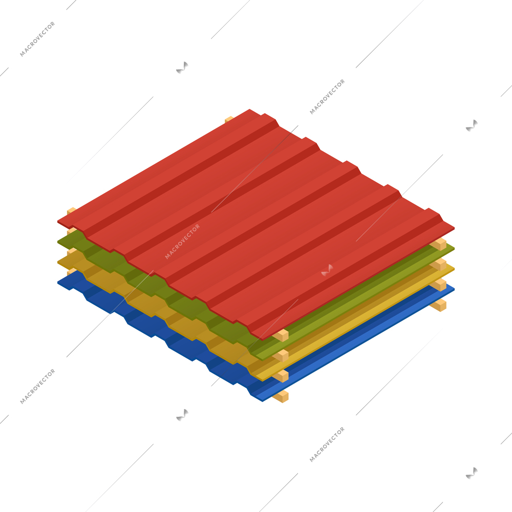 Construction materials isometric composition with hardware and building supplies on blank background vector illustration