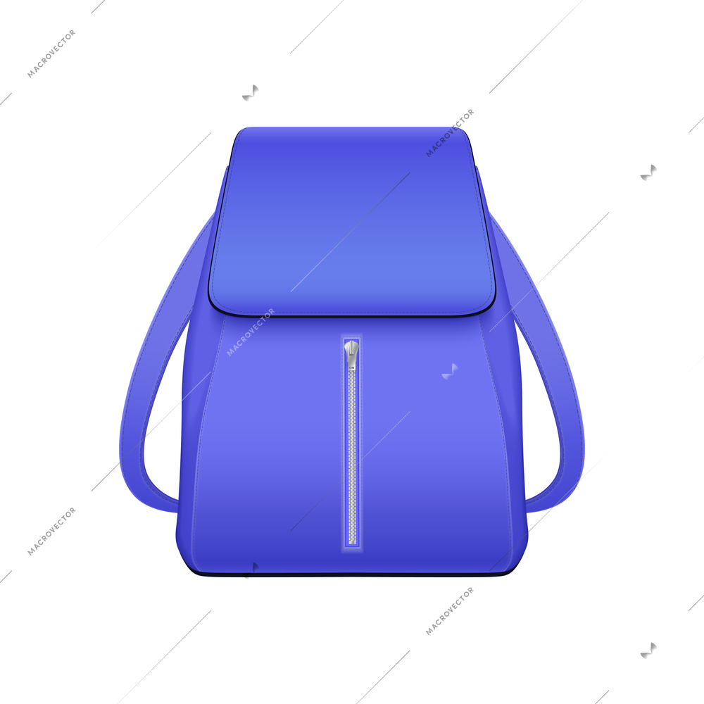 Realistic school backpack elegant composition with isolated image of stylish book bag for college student vector illustration