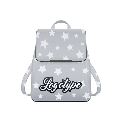 Realistic school backpack elegant composition with isolated image of stylish book bag for college student vector illustration