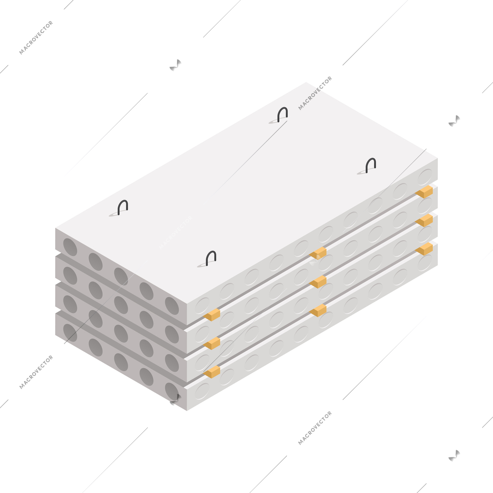 Construction materials isometric composition with hardware and building supplies on blank background vector illustration