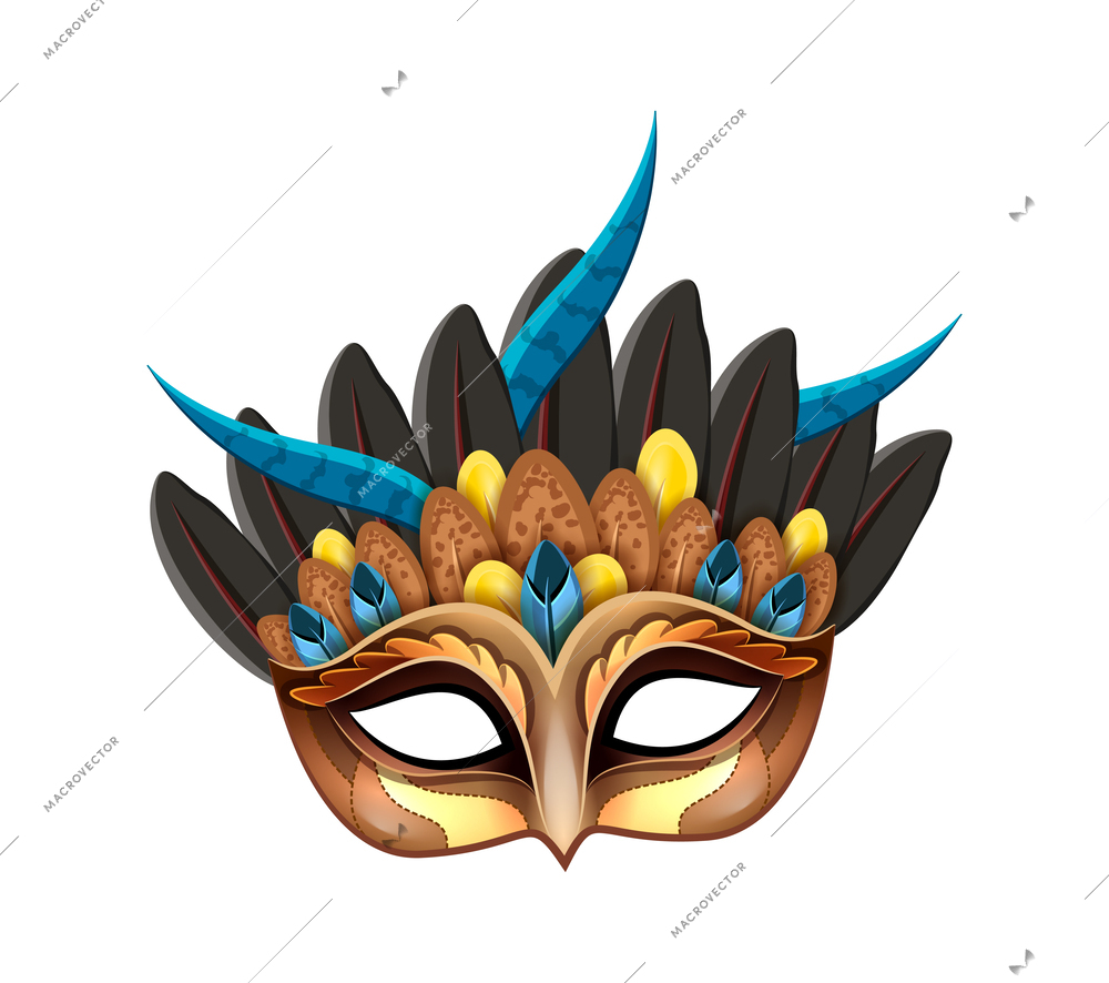 Carnival masquerade festival celebration attributes accessories realistic colorful composition with isolated mask image vector illustration