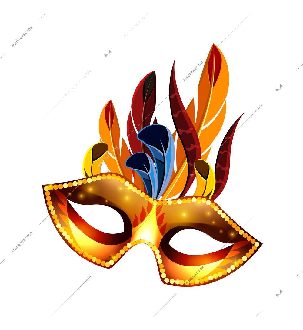 Carnival masquerade festival celebration attributes accessories realistic colorful composition with isolated mask image vector illustration