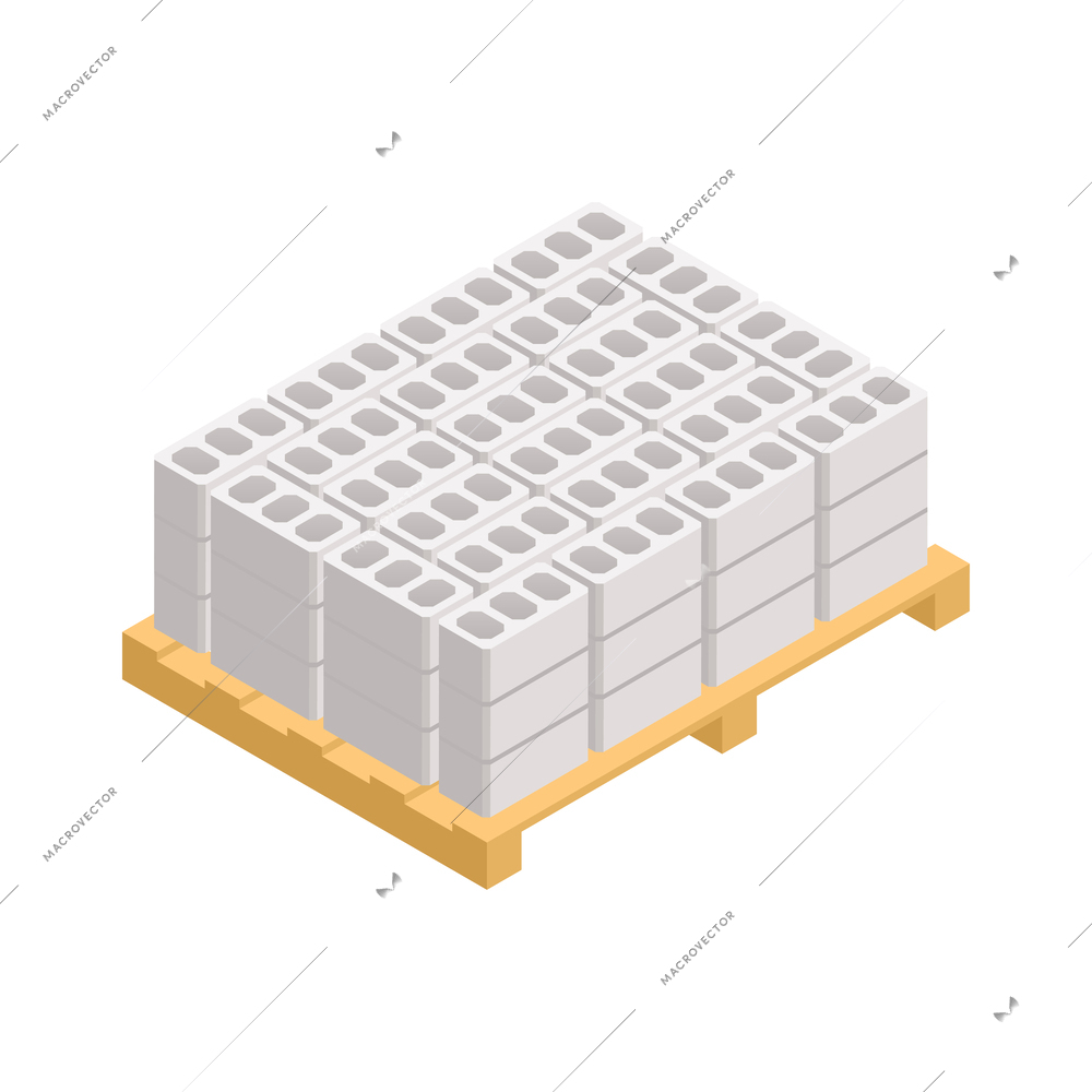 Construction materials isometric composition with hardware and building supplies on blank background vector illustration