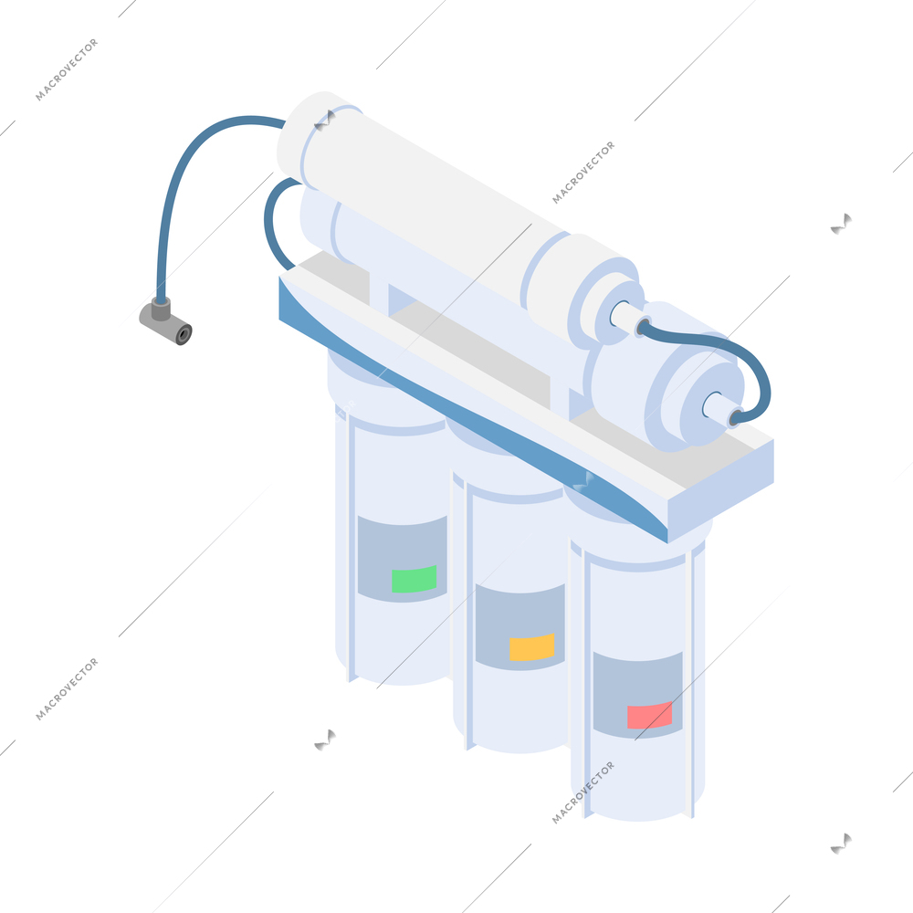 Water cleaning systems composition with view of purification equipment isolated on blank background vector illustration