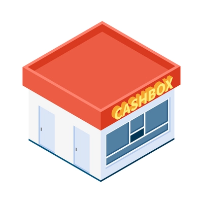 Gas station isometric composition with isolated view of fuel filling station infrastructure element vector illustration