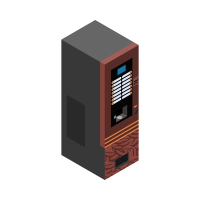 Vending machines isometric composition with isolated image of automated apparatus on blank background vector illustration