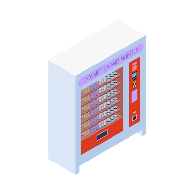 Vending machines isometric composition with isolated image of automated apparatus on blank background vector illustration