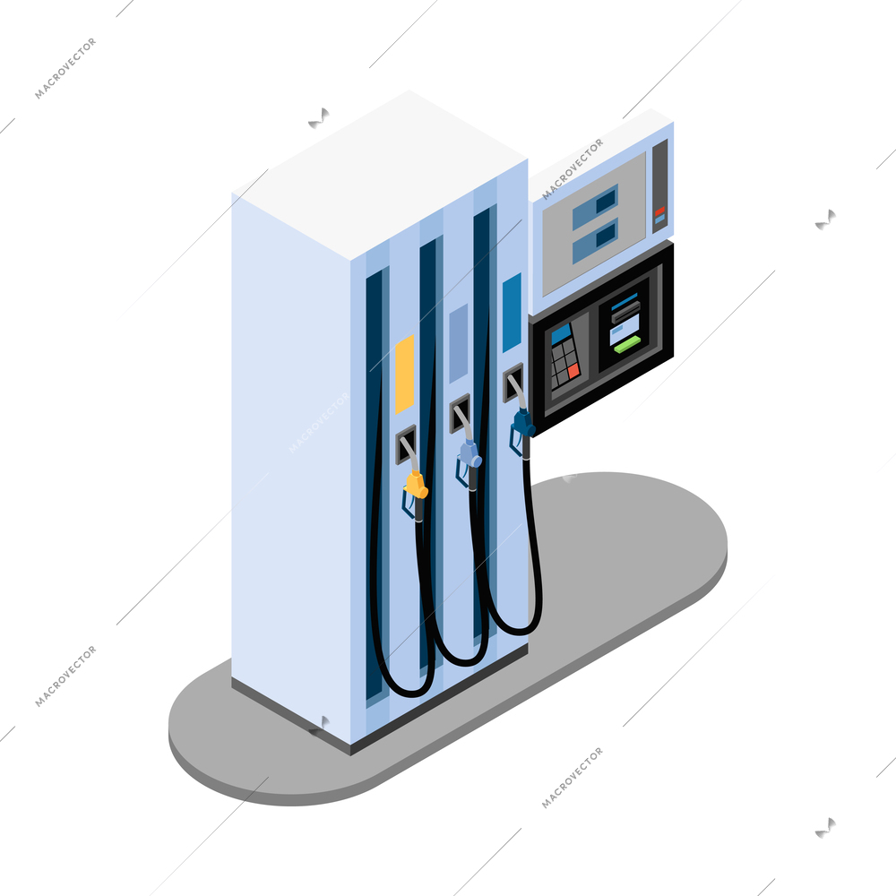 Vending machines isometric composition with isolated image of automated apparatus on blank background vector illustration