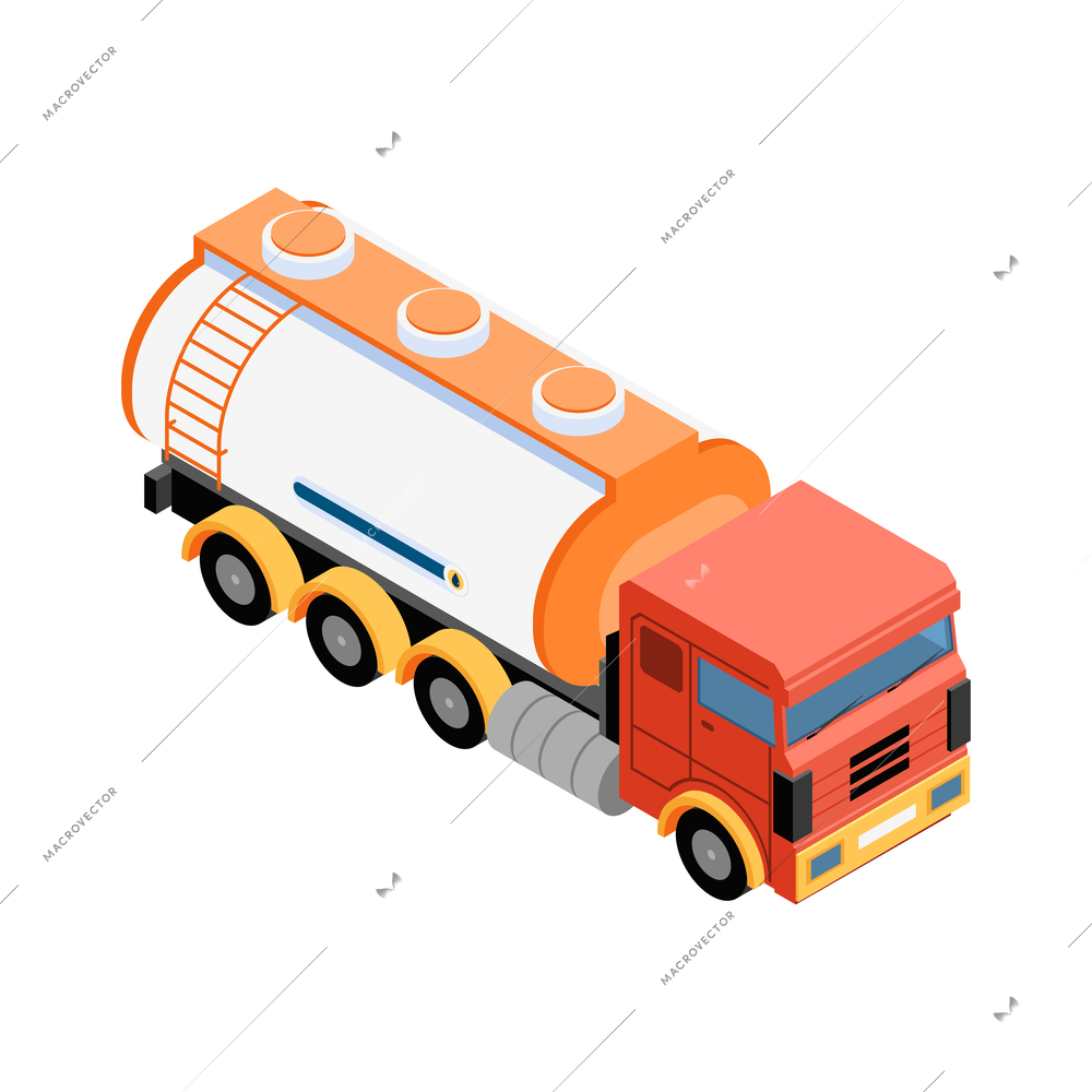 Gas station isometric composition with isolated view of fuel filling station infrastructure element vector illustration