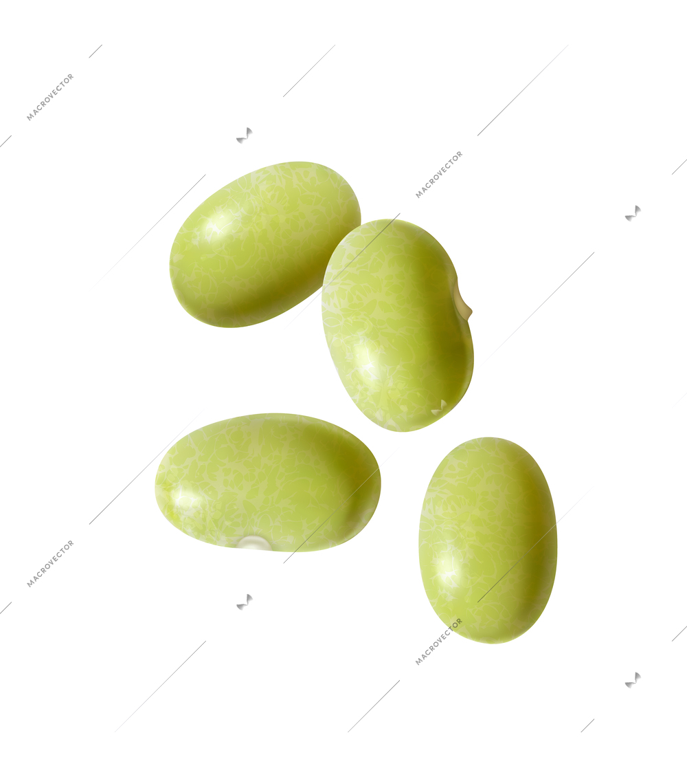 Fresh farmer market green beans realistic composition with pea pods ready to cook vector illustration