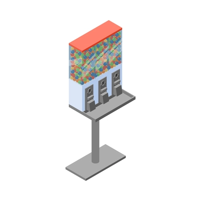 Vending machines isometric composition with isolated image of automated apparatus on blank background vector illustration