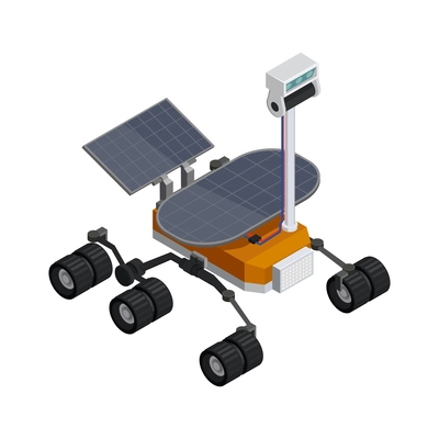 Mars colonization exploration isometric composition with isolated image on blank background vector illustration