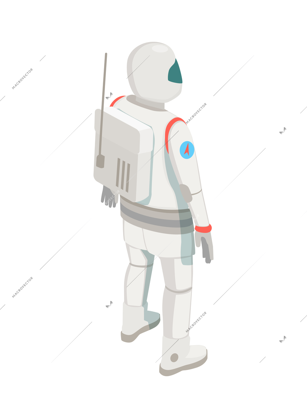 Mars colonization exploration isometric composition with isolated image on blank background vector illustration