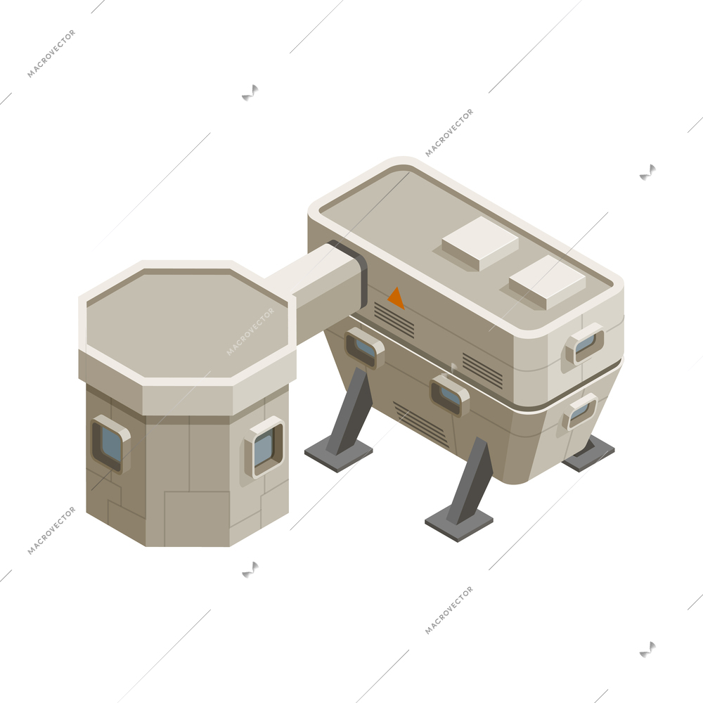 Mars colonization exploration isometric composition with isolated image on blank background vector illustration