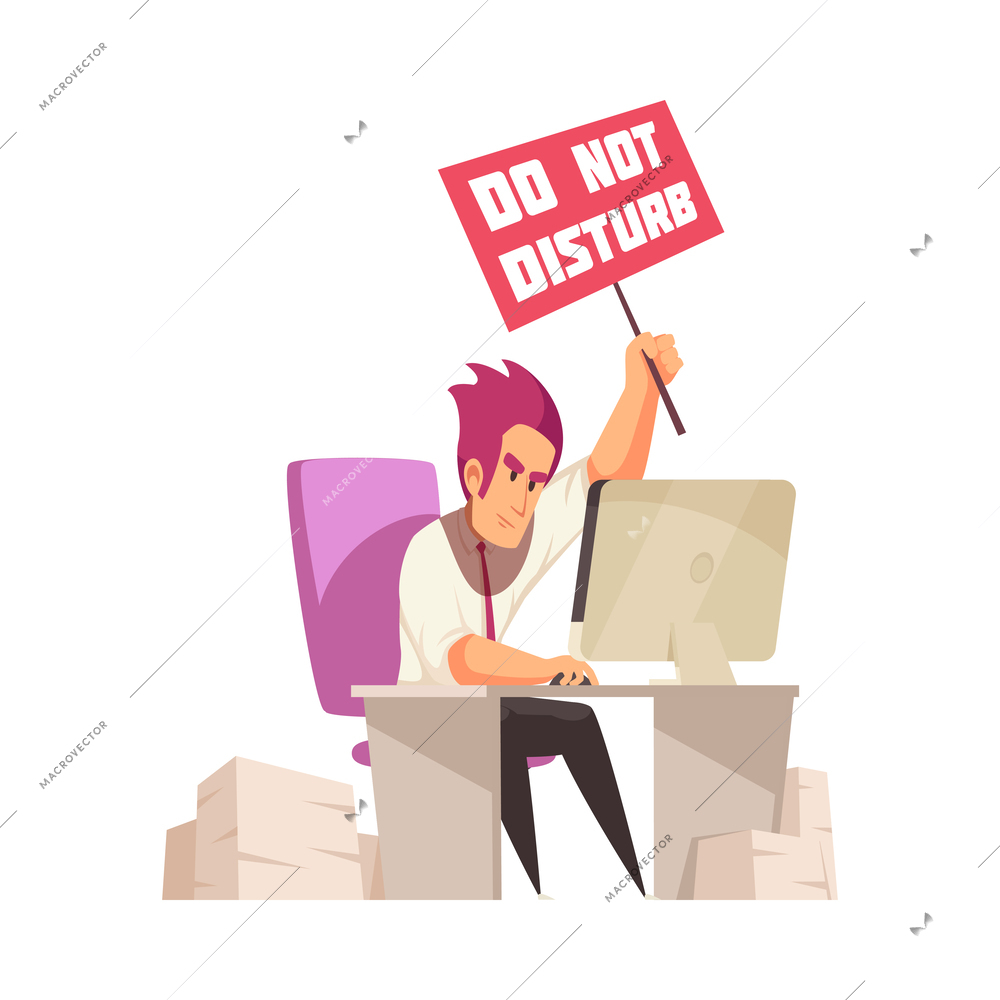 Busy later business people composition with cartoon style characters of workers in rush vector illustration