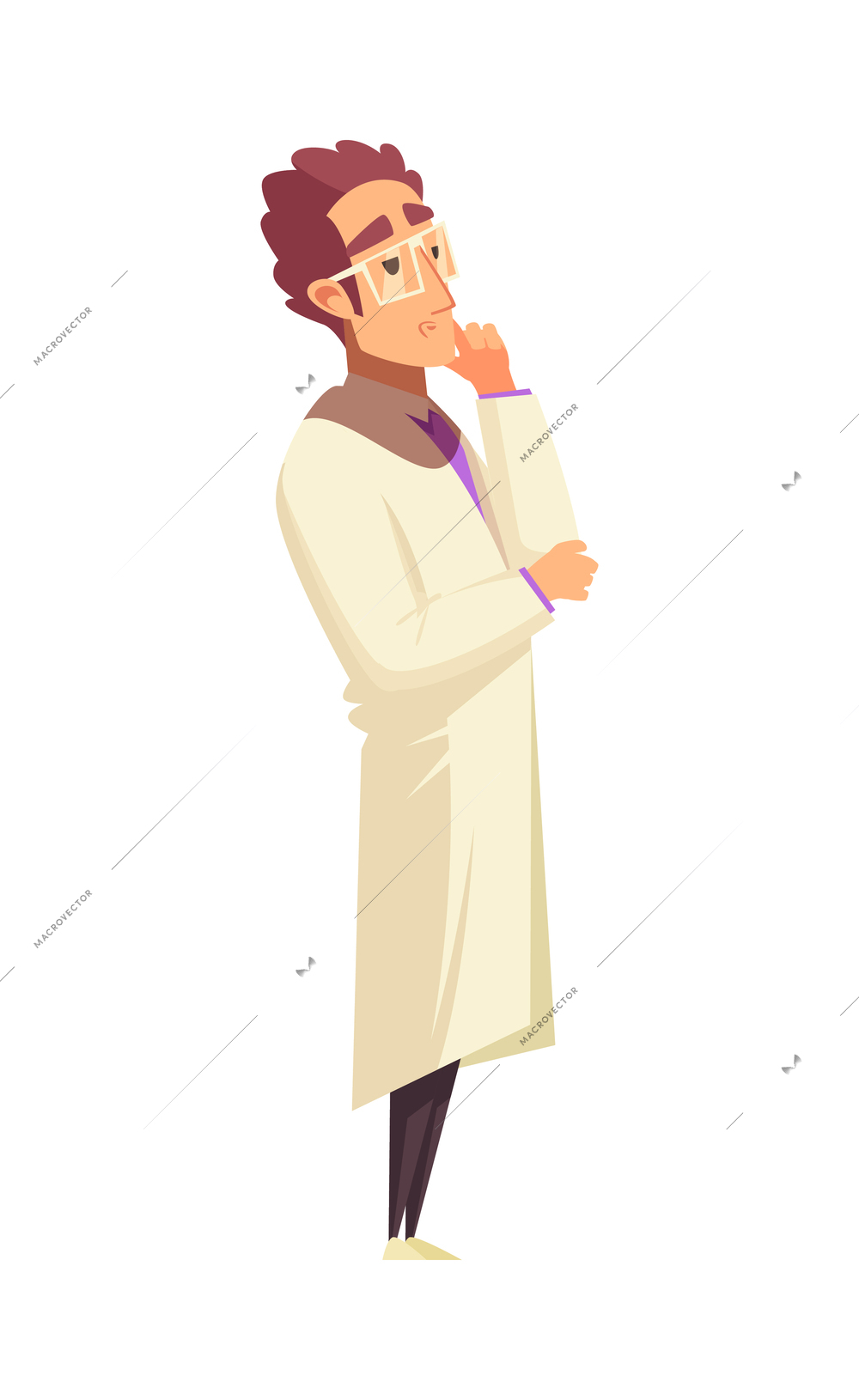 Nanotechnologies composition with doodle style human character of scientist flat vector illustration