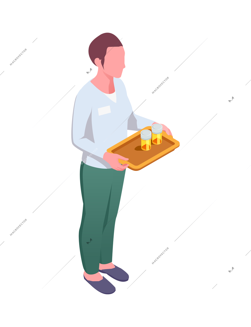 Nursing home isometric composition with staff monitoring patients and elderly people activities vector illustration